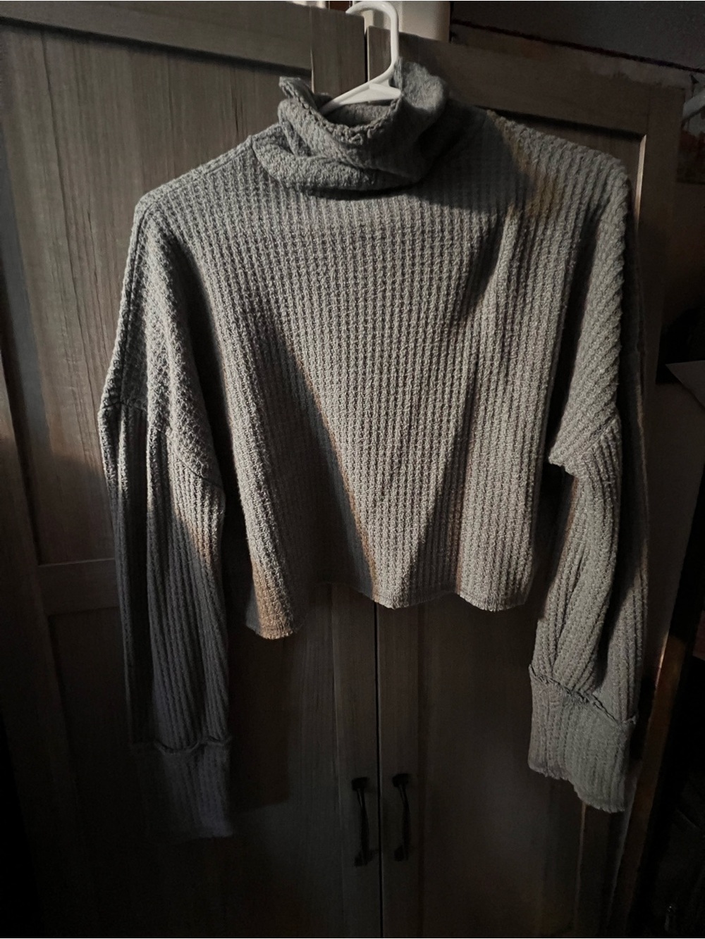 wild fable Gray Waffle-Knit Cropped Turtleneck Sweater, XS